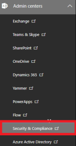 'Security & Compliance' from the drop-down menu 