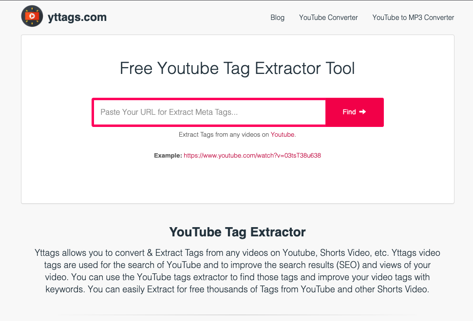 YouTube Tag Extractor